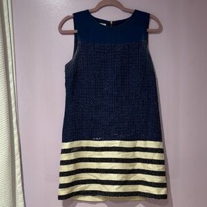 Boston Proper Navy and Cream Striped Dress